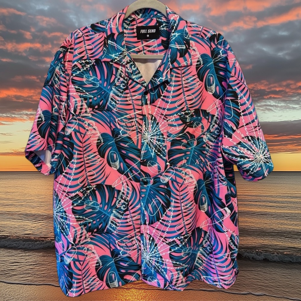 Full Send (the Nelk Boys) Men's Vibrant Leaf Print Shirt size Large
